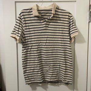 White Jcrew polo with navy stripes